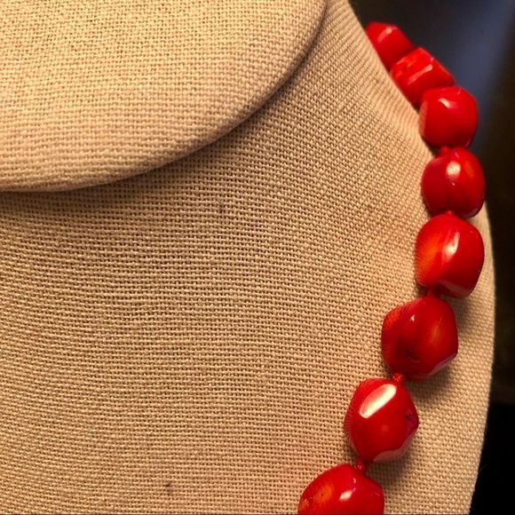 Sterling Silver Hand Knotted Coral Necklace - Picture 4 of 8